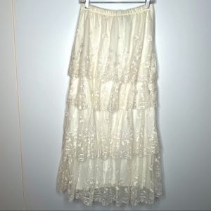 Hunt Club Tiered Lace Maxi Skirt Beach Wedding M